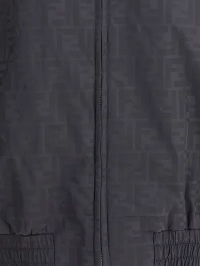 Fendi Men Padded Ff Nylon Bomber Jacket In Black