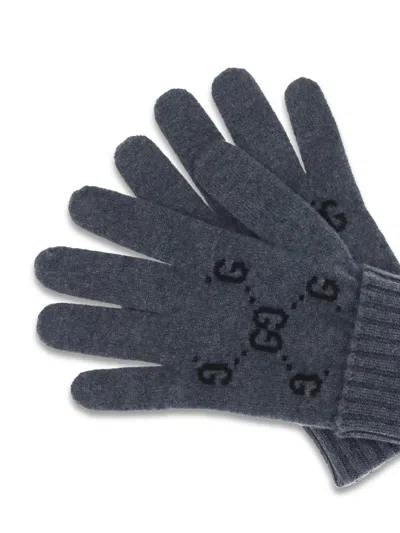 Gucci Logo-pattern Gloves In Gray