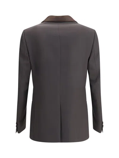 Fendi Brown Wool Crepe Blazer Jackets Brown In Brown