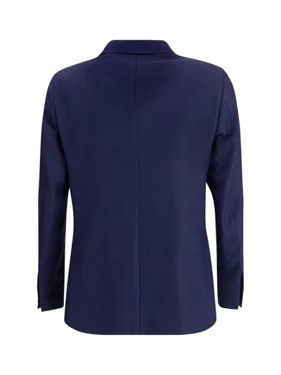 Gi Capri Double-breasted Jacket In Virgin Wool In Blue