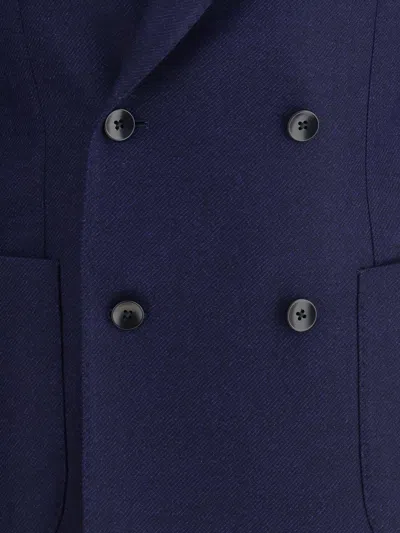 Gi Capri Double-breasted Jacket In Virgin Wool In Blue