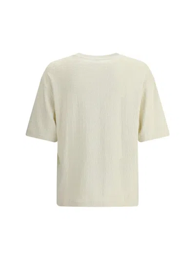 Off-white Crew Neck Short-sleeve T-shirt With All-over Logo In Neutral