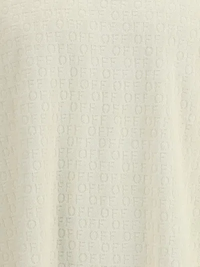 Off-white Crew Neck Short-sleeve T-shirt With All-over Logo In Neutral