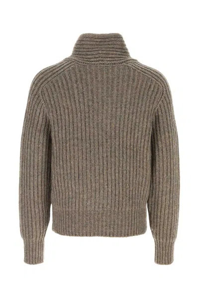 Burberry Dove Grey Wool Sweater In Brown