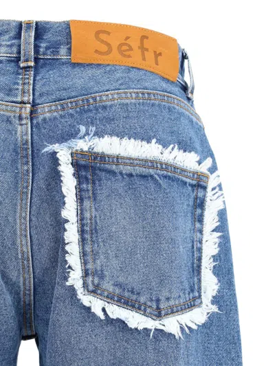 Séfr Frayed Cut Jeans In Blue