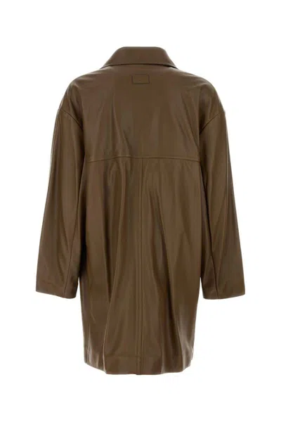 Fendi Double-breasted Leather Coat Coats And Trench Coats Brown In Brown