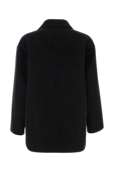 Fendi Felt Wool Coat Coats And Trench Coats Gray In Black