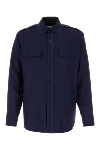 Maison Margiela Long-sleeved Shirt In Blue