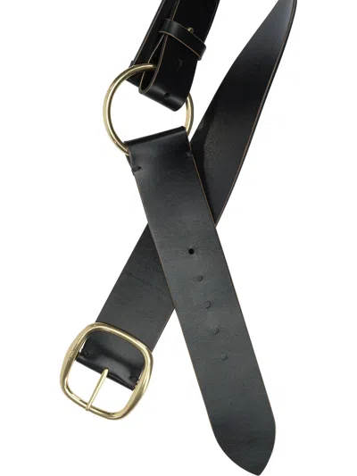 Chloé Anita Low Hip Belt With Engraved Buckle In Black