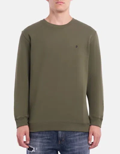Dondup Comfort-fit Cotton Blend Crew Neck Sweatshirt In Green