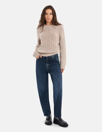 Dondup Open-knit Turtle-neck Sweater With Textured Pattern In Brown