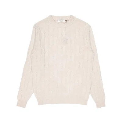 Wool-co Men's Sweater Wool & Co Parocollo Trecce In Neutral