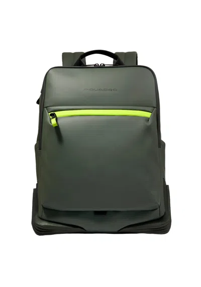 Piquadro Olive Logo Backpack In Green