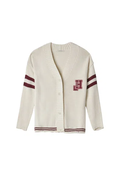 Hinnominate Cardigan Knitted Woman  With Breaks And Bands In White