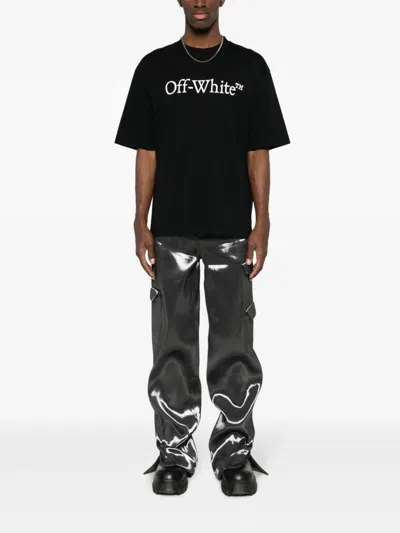 Off-white Oversized Black T-shirt With Contrasting Logo Print In Cotton