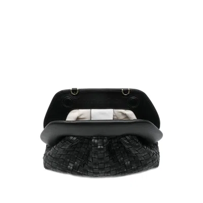 Themoirè Braided Leather Clutch Bag And Strap In Black
