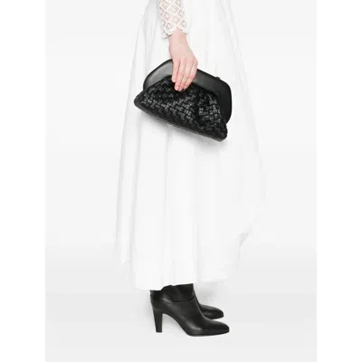 Themoirè Braided Leather Clutch Bag And Strap In Black