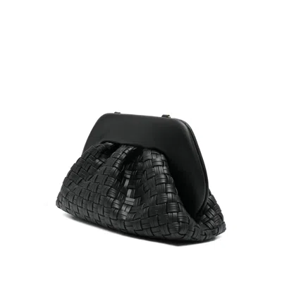 Themoirè Braided Leather Clutch Bag And Strap In Black
