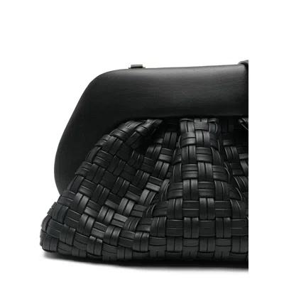 Themoirè Braided Leather Clutch Bag And Strap In Black