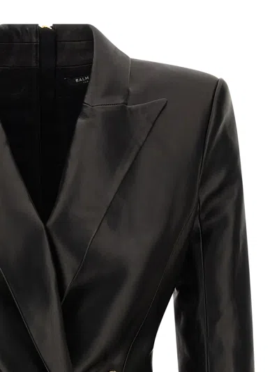 Balmain Tailored Double-breasted Blazer Style Dress In Brown