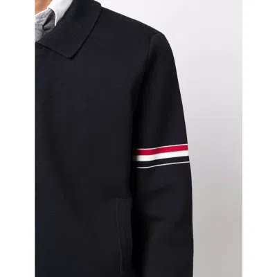 Thom Browne Rwb Stripe Zipped Jacket In Black