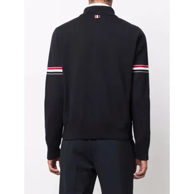 Thom Browne Rwb Stripe Zipped Jacket In Black