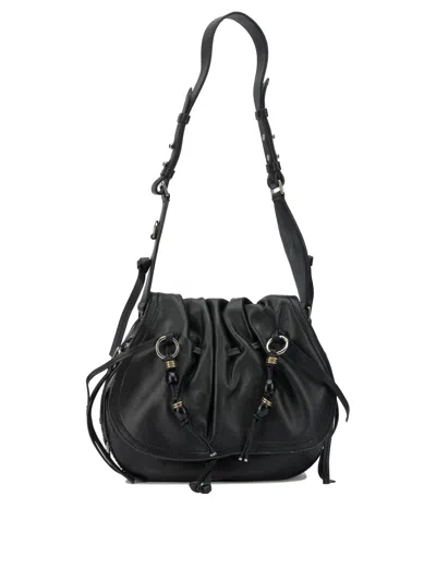 Isabel Marant Bolton Embellished Tasseled Textured-leather Shoulder Bag In Black