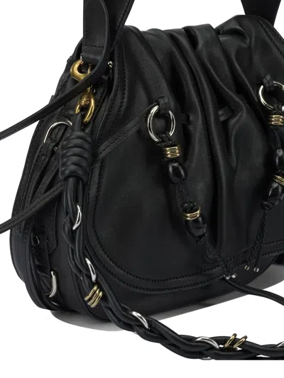 Isabel Marant Bolton Embellished Tasseled Textured-leather Shoulder Bag In Black
