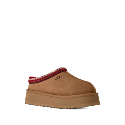 Ugg Tazz Embroidered Shearling Platform Slippers In Brown