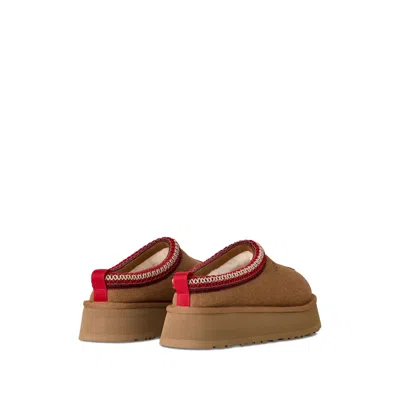 Ugg Tazz Embroidered Shearling Platform Slippers In Brown