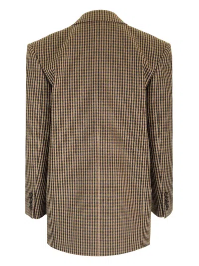 Saint Laurent Brown Wool Blazer Jackets Beige In Brown