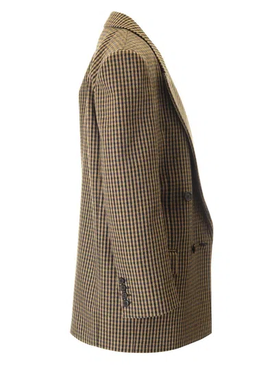 Saint Laurent Brown Wool Blazer Jackets Beige In Brown