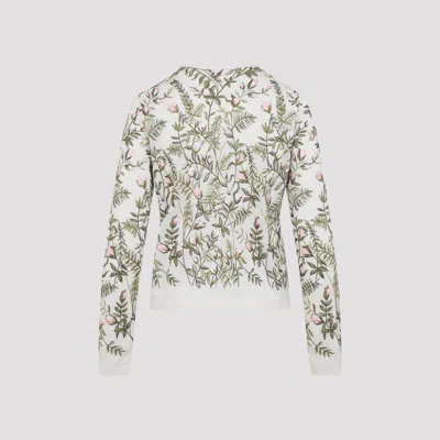 Giambattista Valli Ivory Cashmere And Silk Cardigan With Floral Embroidery In White