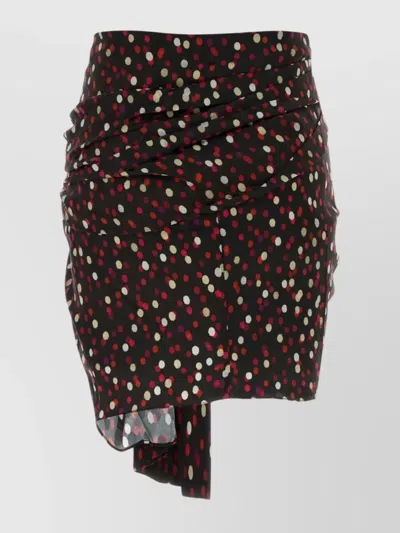 Isabel Marant Asymmetric Hem Mini Skirt With Polka Dots In Brown
