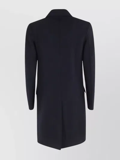 Eleventy Double-breasted Long Coat And Pockets In Blue