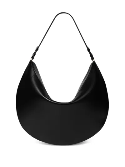Jacquemus Curved Half-moon Leather Shoulder Bag In Black