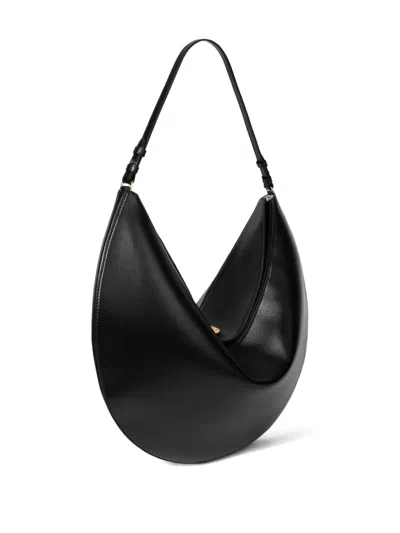 Jacquemus Curved Half-moon Leather Shoulder Bag In Black