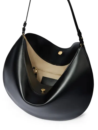 Jacquemus Curved Half-moon Leather Shoulder Bag In Black