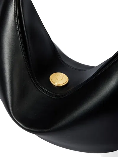 Jacquemus Curved Half-moon Leather Shoulder Bag In Black