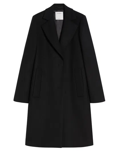 Sportmax Long Double Lined Coat Pockets In Black