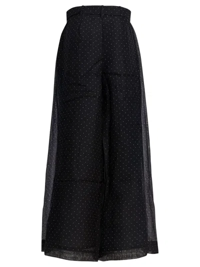 Zimmermann Polka-dot Linen And Silk Wide-leg Pants In Black