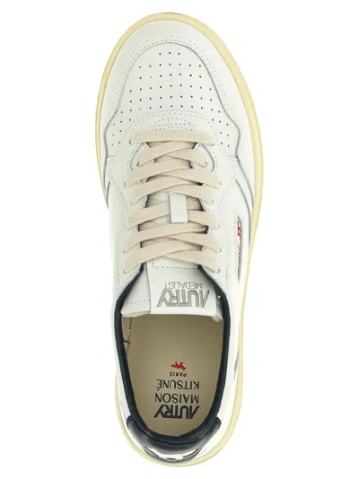 Autry X Maison Kitsune Medalist Low Top Sneakers In White
