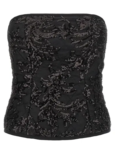 Le Twins Elodie Lace Sequin Top In Black