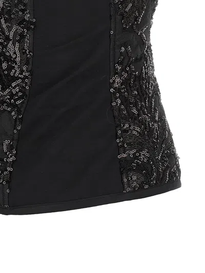 Le Twins Elodie Lace Sequin Top In Black