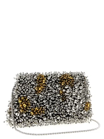 Dries Van Noten Embellished Envelope Clutch Silver In Gray