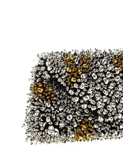 Dries Van Noten Embellished Envelope Clutch Silver In Gray