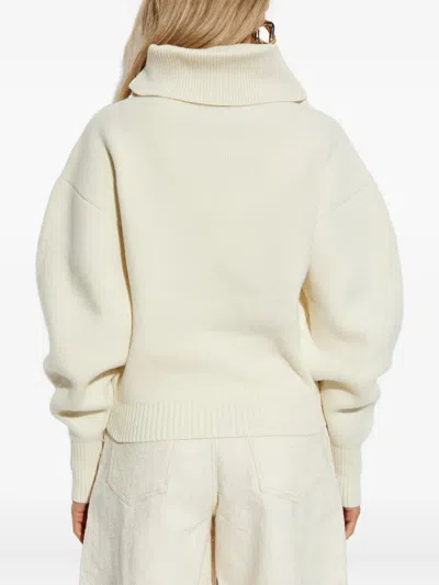 Jacquemus Off White Virgin Wool La Maille Pallone Pullover In Neutral