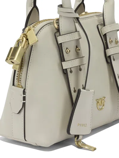 Pinko Leather Mini Escape Bag Bowling Bag In White