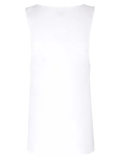 Saint Laurent White Sleeveless Satin-finish Silk Top In Beige