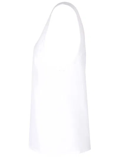 Saint Laurent White Sleeveless Satin-finish Silk Top In Beige